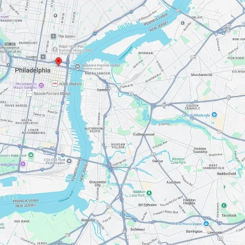 Map of Philadelphia and New Jersey area