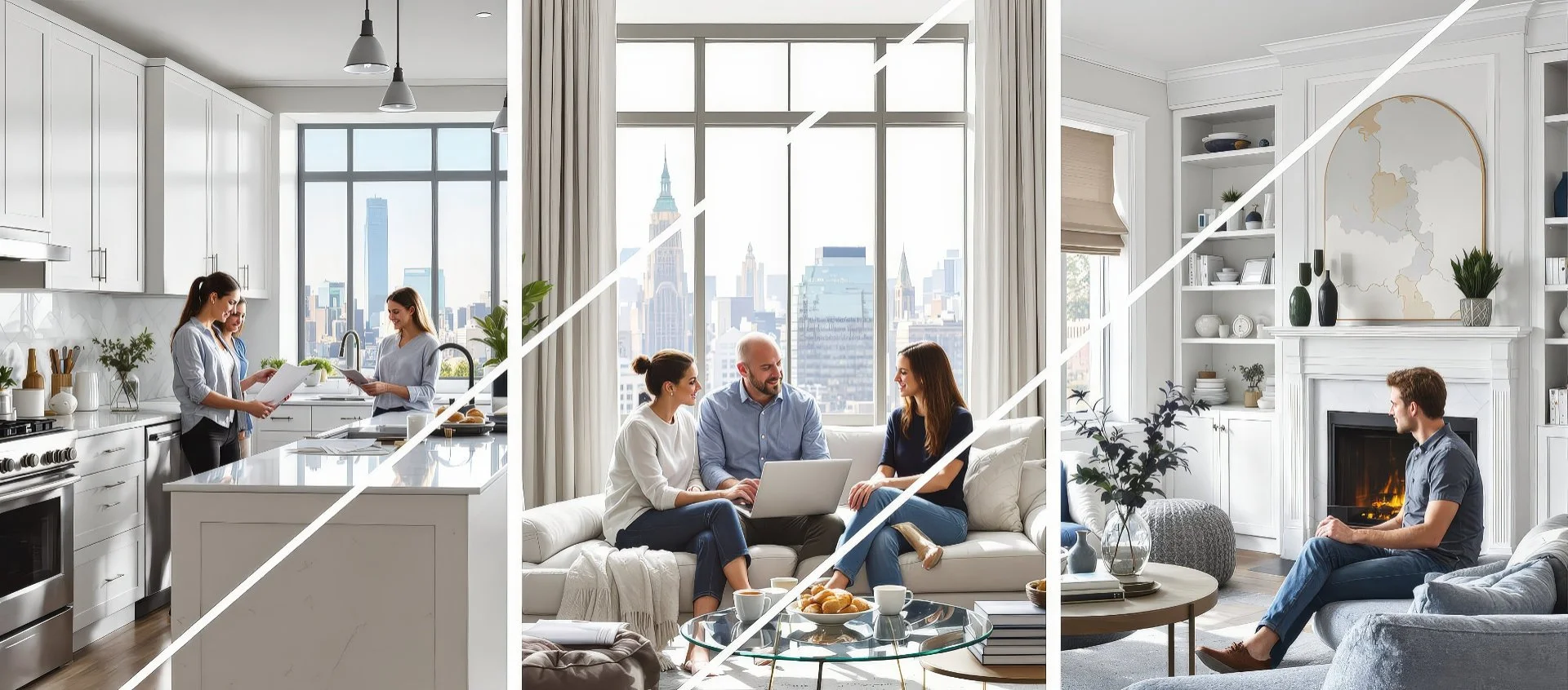 Real estate agent meeting with home sellers