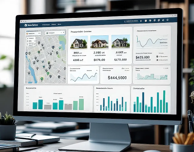 Computer display showing home comparison data for appraisal